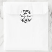 "Danke" Elegant Black Butterflies Runder Aufkleber (Tasche)