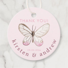 Danke! Elegante Blush Pink Butterfly Hochzeit Geschenkanhänger