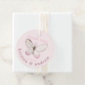 Danke! Elegante Blush Pink Butterfly Hochzeit Geschenkanhänger (Beispiel)