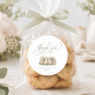 Danke Elegante Storybook-Baby-Party Runder Aufkleber