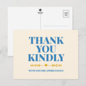 Danke Elegante Typografie Postkarte (Vorne/Hinten)