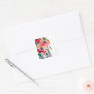 Danke Eleganter Blumen Quadratischer Aufkleber
