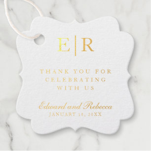 Danke Elegantes Monogramm Goldfolie Hochzeit Geschenkanhänger