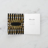 Danke, elegantes Zebra-Schwarz-Gold zu kardieren Dankeskarte (Innenseite)