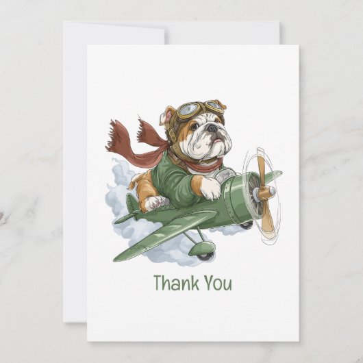 Danke Englisch Bulldogge Pilot Flugzeug (Vorderseite)