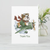 Danke Englisch Bulldogge Pilot Flugzeug (Stehend Vorderseite)