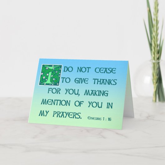 Danke, Ephesians 1:16 zu kardieren Dankeskarte (Vorderseite)