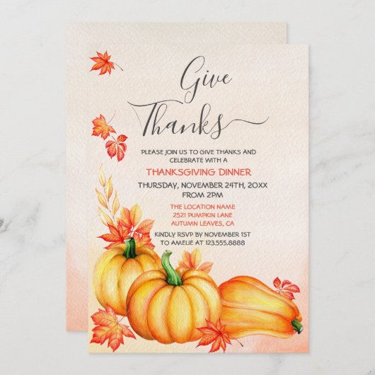 Danke | Erntedank - Abendessen Einladung (Vorne/Hinten)