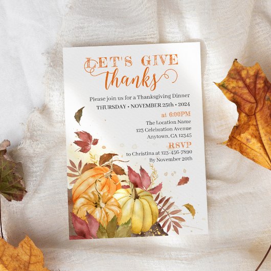 Danke, Erntedank Dinner Einladung