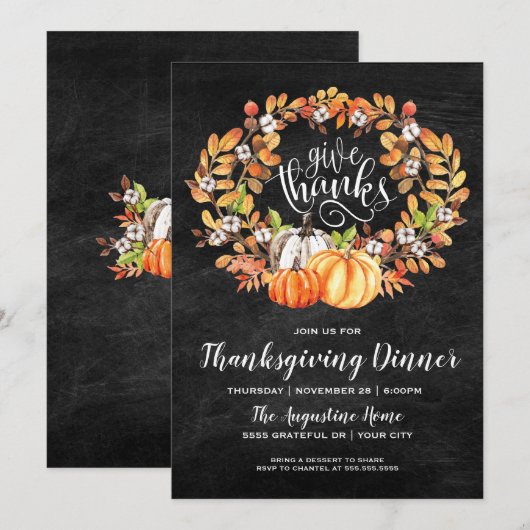 Danke Erntedank Dinner Einladung (Vorne/Hinten)