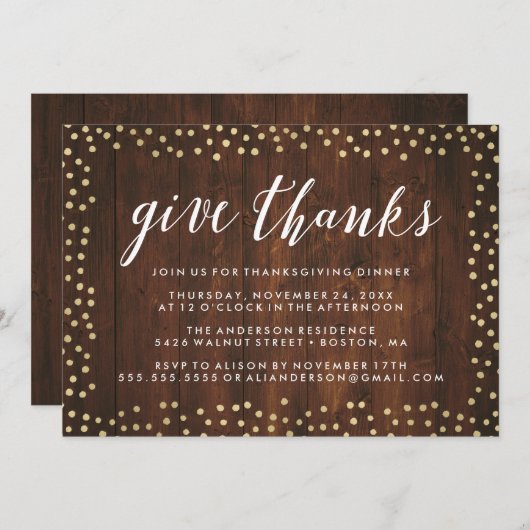 Danke | Erntedank Dinner Einladung (Vorne/Hinten)