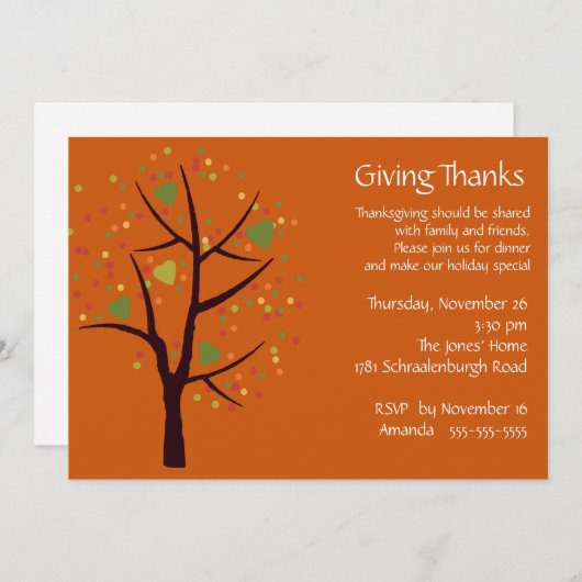 Danke Erntedank Dinner Party Einladung (Vorne/Hinten)