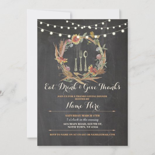 Danke, Erntedank Floral Fall Einladung (Vorderseite)