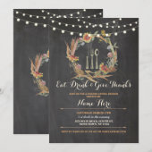 Danke, Erntedank Floral Fall Einladung (Vorne/Hinten)