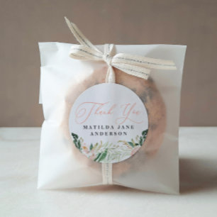 Danke, erröten Foto Blumengeburtsmitteilung Runder Aufkleber