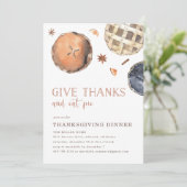 Danke, Essen Pie Erntedank Dinner Einladung (Stehend Vorderseite)