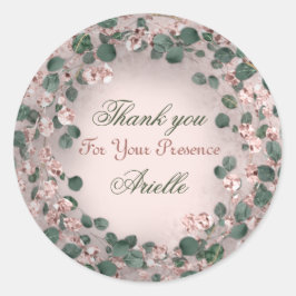 Danke Eucalyptus Birthday Mint Greenery Powder Runder Aufkleber