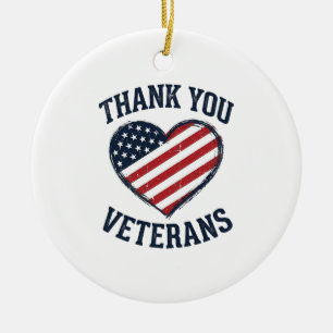 Danke euch Veteranen Patrioten-Herz Vintage-Shirt  Keramik Ornament