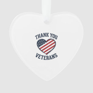 Danke euch Veteranen Patrioten-Herz Vintage-Shirt Ornament