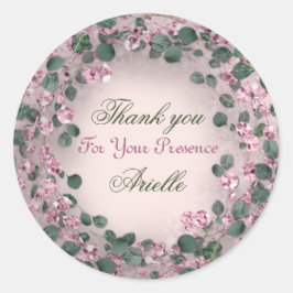 Danke Eukalyptus Birthday Rustic Mint Pink Runder Aufkleber