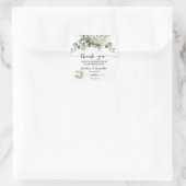 Danke Eukalyptus Matcha Brautdusche Quadratischer Aufkleber (Tasche)