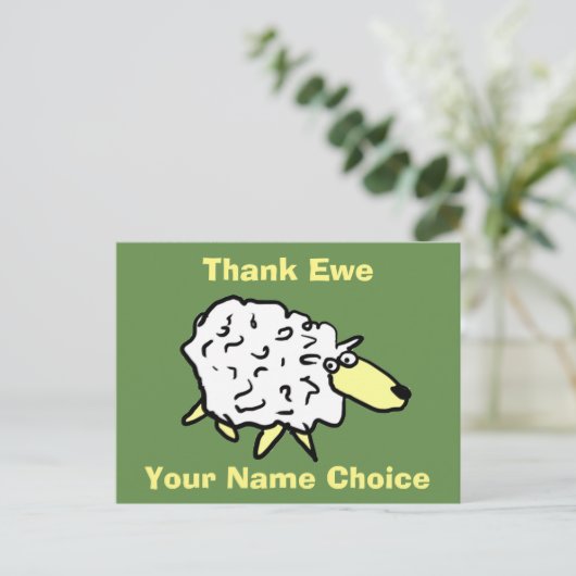 Danke Ewe Fun Sheep Design Postkarte (Stehend Vorderseite)