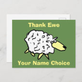 Danke Ewe Fun Sheep Design Postkarte (Vorne/Hinten)