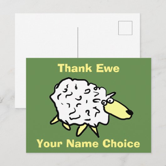 Danke Ewe Fun Sheep Design Postkarte (Vorne/Hinten)