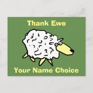 Danke Ewe Fun Sheep Design Postkarte