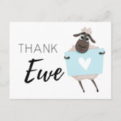 Danke Ewe Sheep Blue mit Herz Danke Postkarte (Vorderseite)