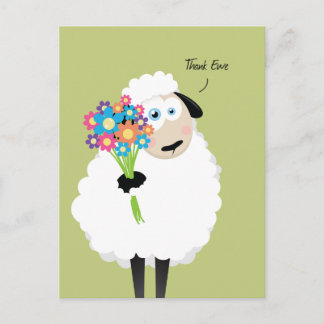 Danke Ewe Sheep mit Blume Danke Postkarte