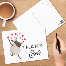Danke Ewe Sheep mit Red Hearts Danke, Postcard