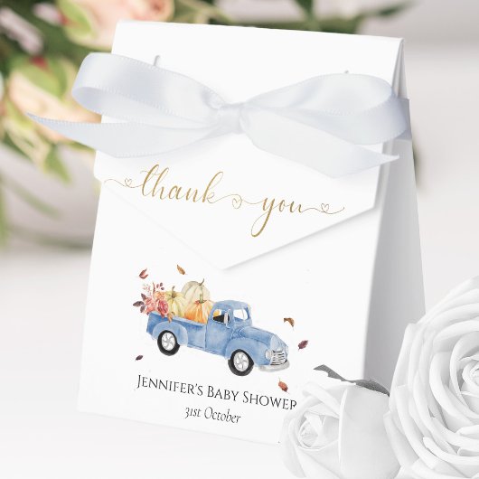 Danke Fall Blue Vintag Truck Baby Dusche Geschenkschachtel