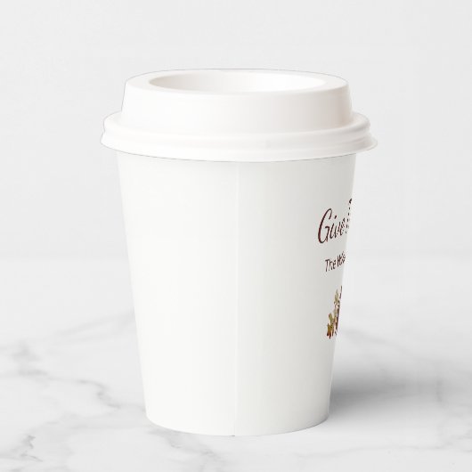 Danke Fall Foliage Erntedank Open House Pappbecher (Rechts)