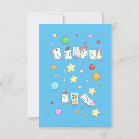 Danke, farbenfrohe Mäuse Dankeskarte (Vorderseite)