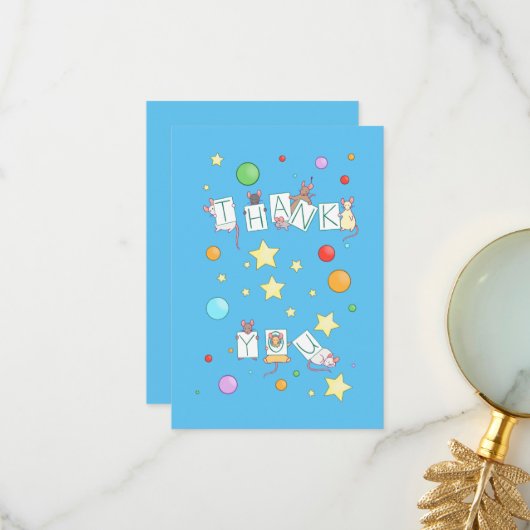 Danke, farbenfrohe Mäuse Dankeskarte (Vorderseite/Rückseite Beispiel)