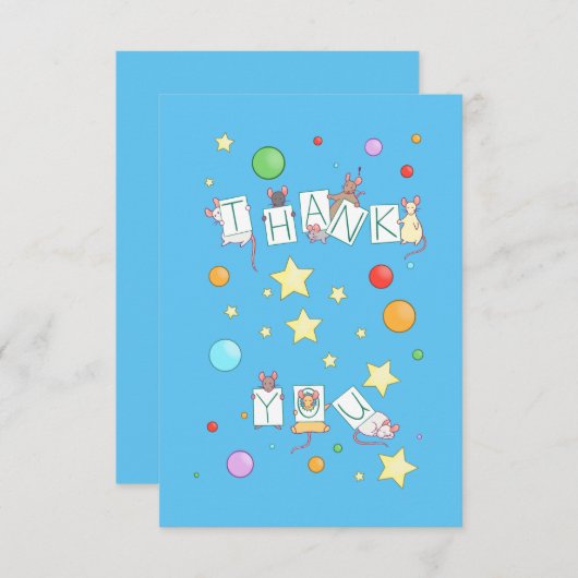 Danke, farbenfrohe Mäuse Dankeskarte (Vorne/Hinten)