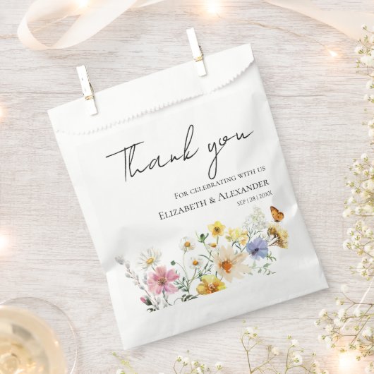 Danke | Farbenfrohe Wildblume Boho Wedding Geschenktütchen (Ausgeschnitten)