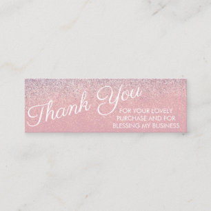 Danke Faux Rosa und Lila Funkelndes Glitter    Mini Visitenkarte