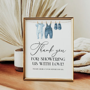 Danke Favor Denim Blau Jeans Baby Shower Poster