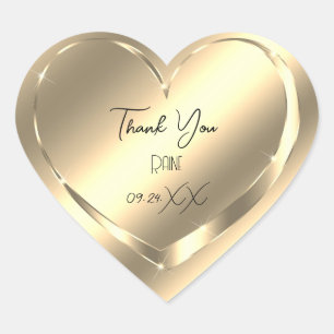 Danke Favor Faux Gold Herz Brautjungfer Sweet 16th Herz-Aufkleber