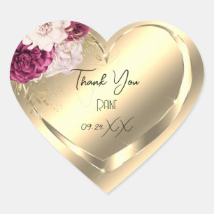 Danke Favorien-Blume Gold Herz Brautjungfer Süße 1 Herz-Aufkleber