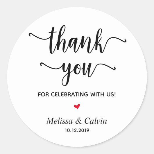 Danke, feiern mit uns, Hochzeitsgeschenke Runder Aufkleber (Vorderseite)