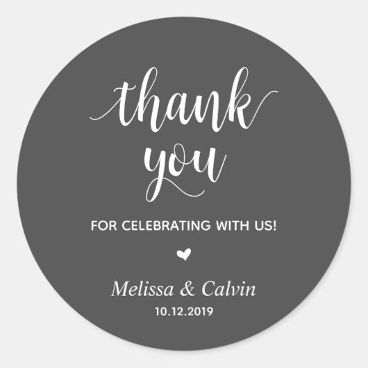 Danke, feiern mit uns, Hochzeitsgeschenke Runder Aufkleber (Vorderseite)