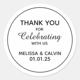 Danke, feiern mit uns, Hochzeitsgeschenke Runder Aufkleber