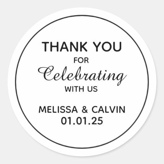 Danke, feiern mit uns, Hochzeitsgeschenke Runder Aufkleber (Vorderseite)