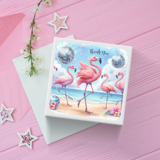 Danke Flamingo Beach Party Quadratischer Aufkleber
