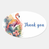 Danke Flamingo Ovaler Aufkleber (Vorderseite)