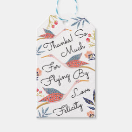 Danke | Floral Botanical Stork Baby Dusche Geschenkanhänger