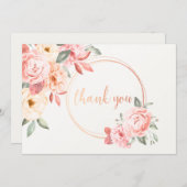 Danke, Floral in Pink Einladung (Vorne/Hinten)